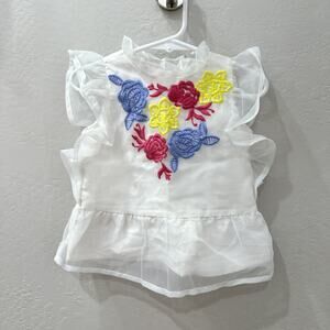 Janie and Jack Embroidered Floral Ruffle Shirt